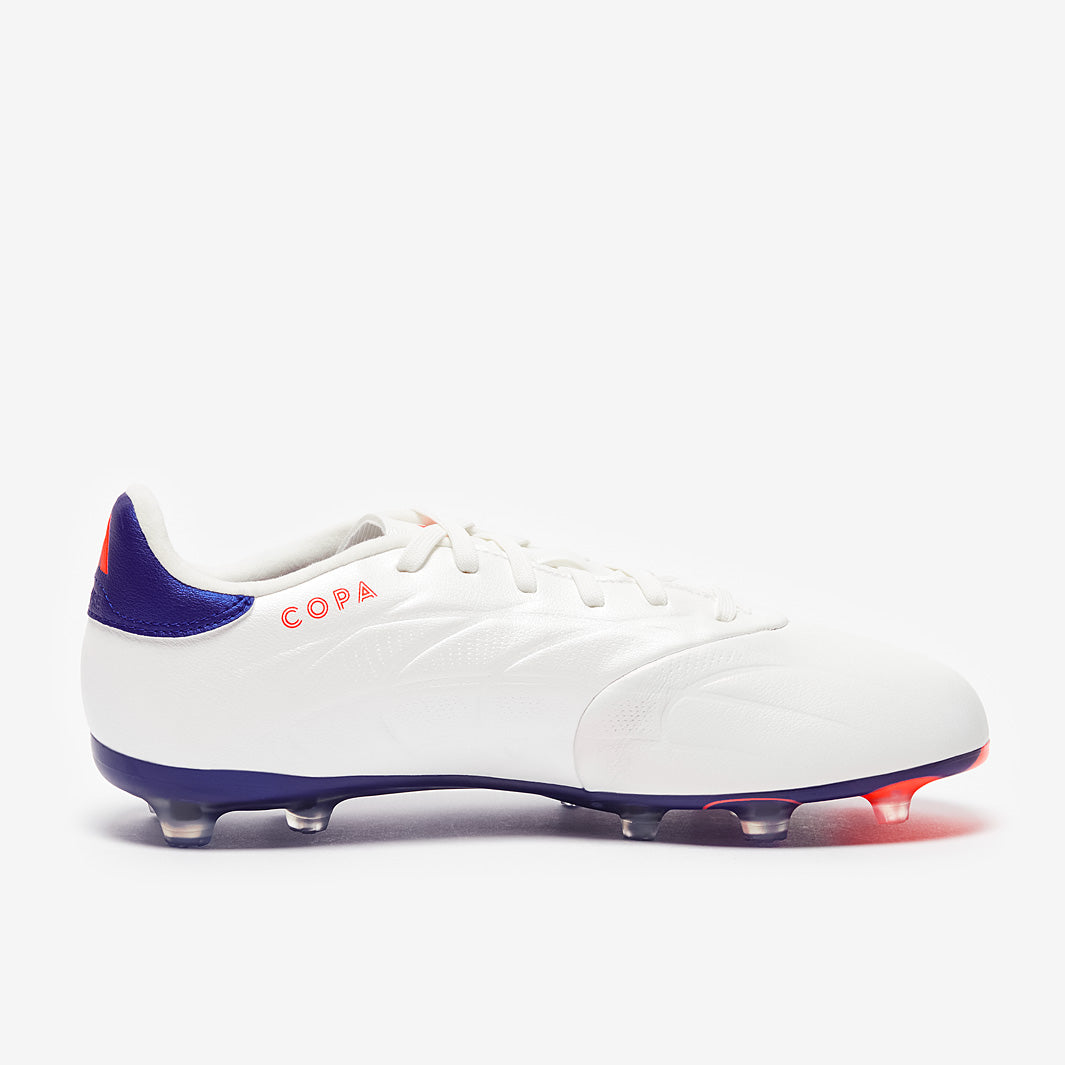 Adidas Kids Copa Pure 2 Elite FG Leather Football Boots Ftwr White/Lucid Blue/Solar Red