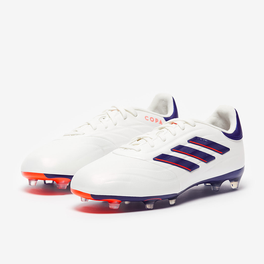 Adidas Kids Copa Pure 2 Elite FG Leather Football Boots Ftwr White/Lucid Blue/Solar Red