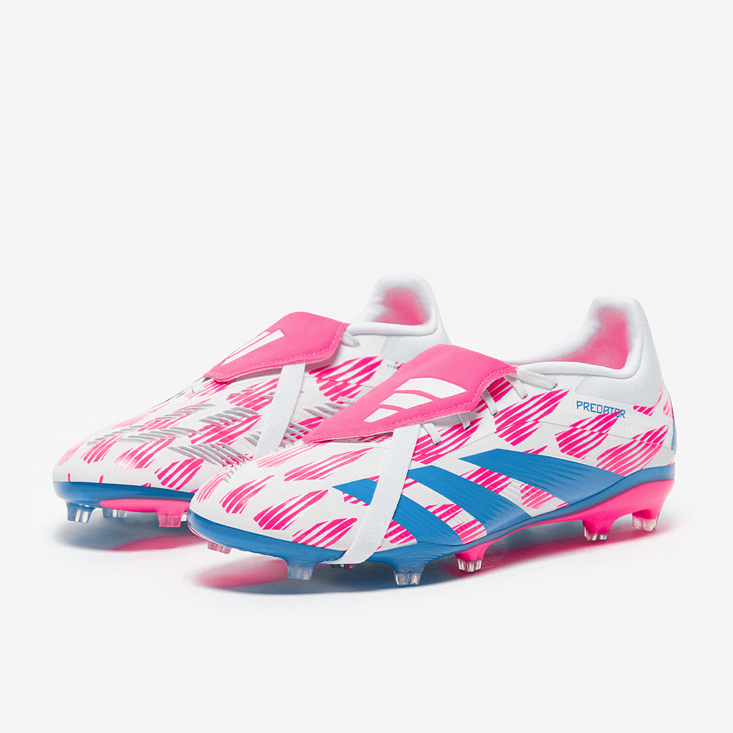 Adidas Kids Predator Elite Tongue FG Football Boots Ftwr White/Solar Blue/Solar Pink