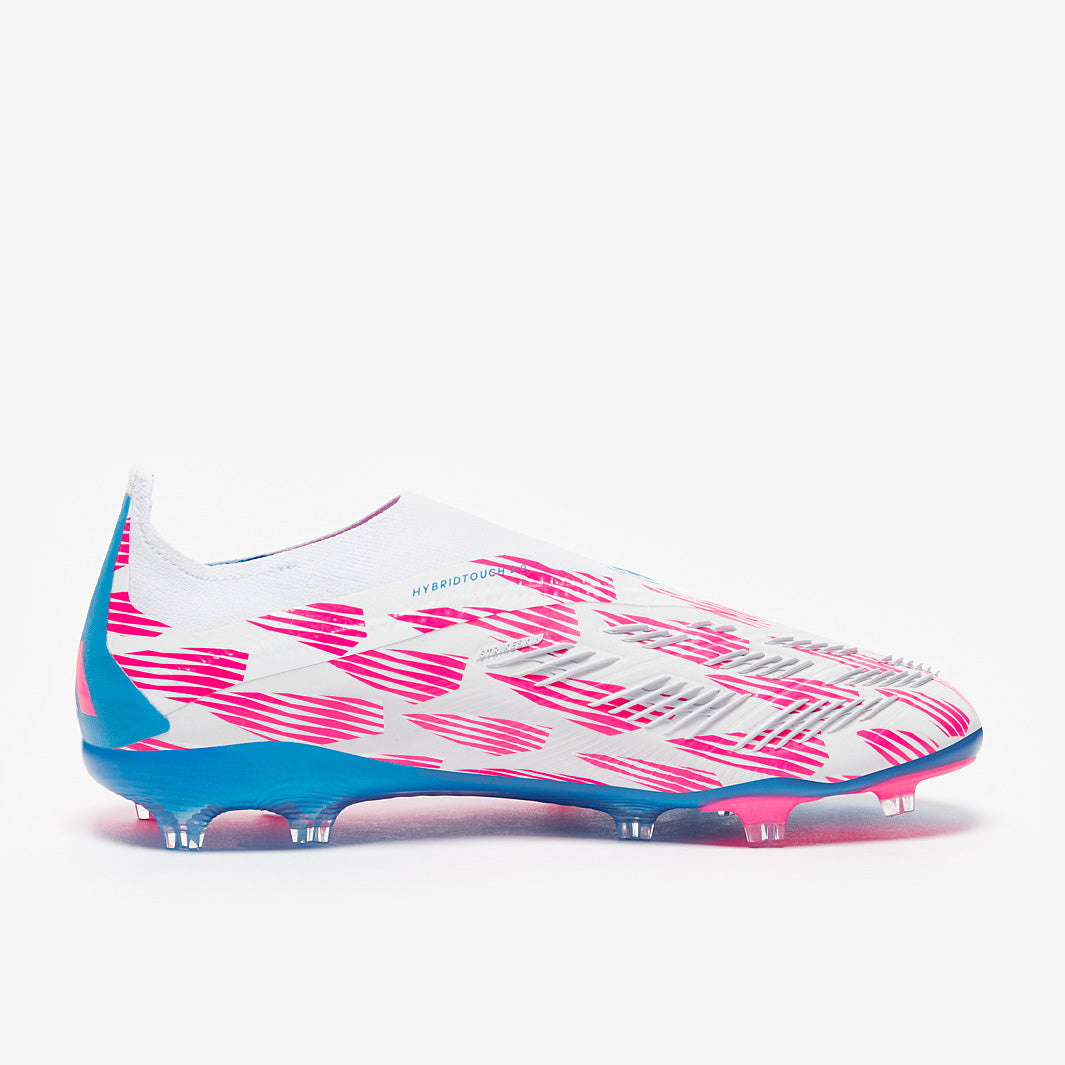 Adidas Kids Predator Elite Laceless FG Football Boots Ftwr White/Solar Blue/Solar Pink
