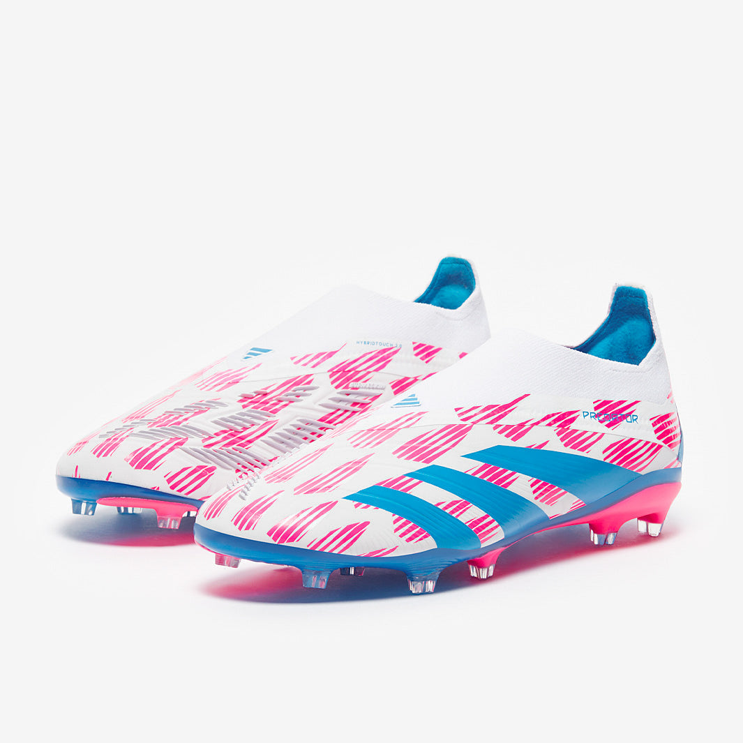 Adidas Kids Predator Elite Laceless FG Football Boots Ftwr White/Solar Blue/Solar Pink