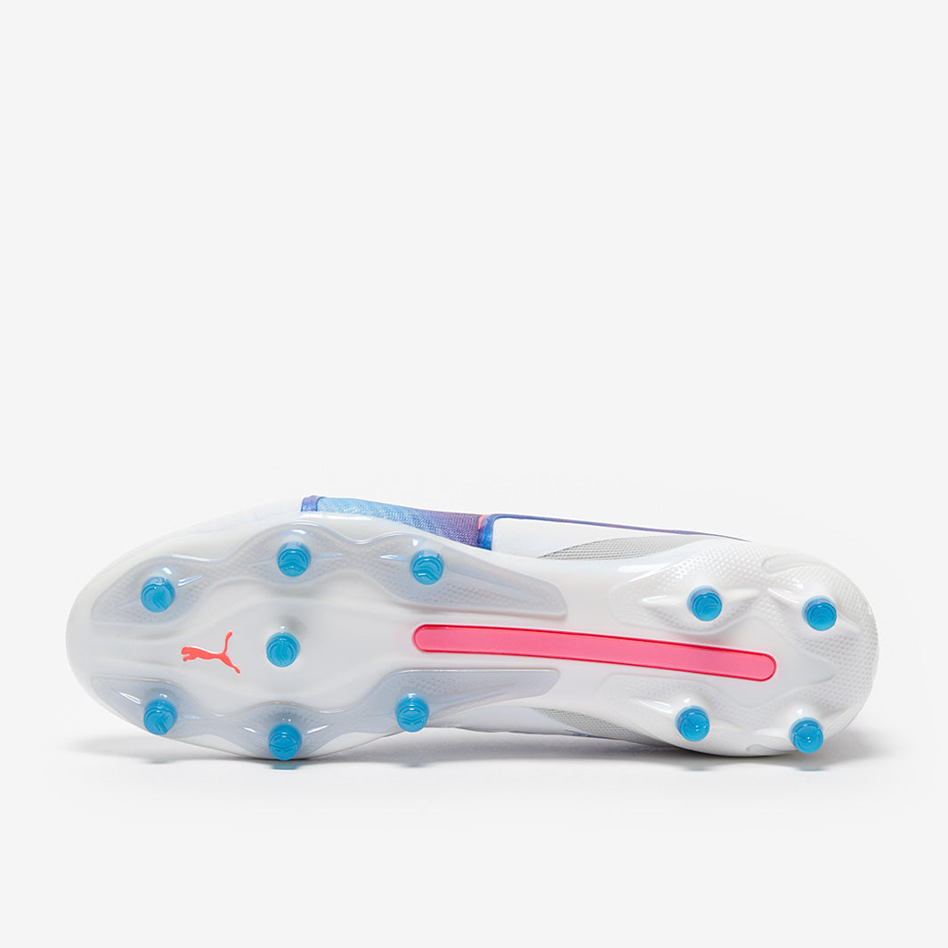 Puma King Ultimate FG/AG Football Boots Puma White/Bluemazing/Flat Light Grey/Sunset Glow