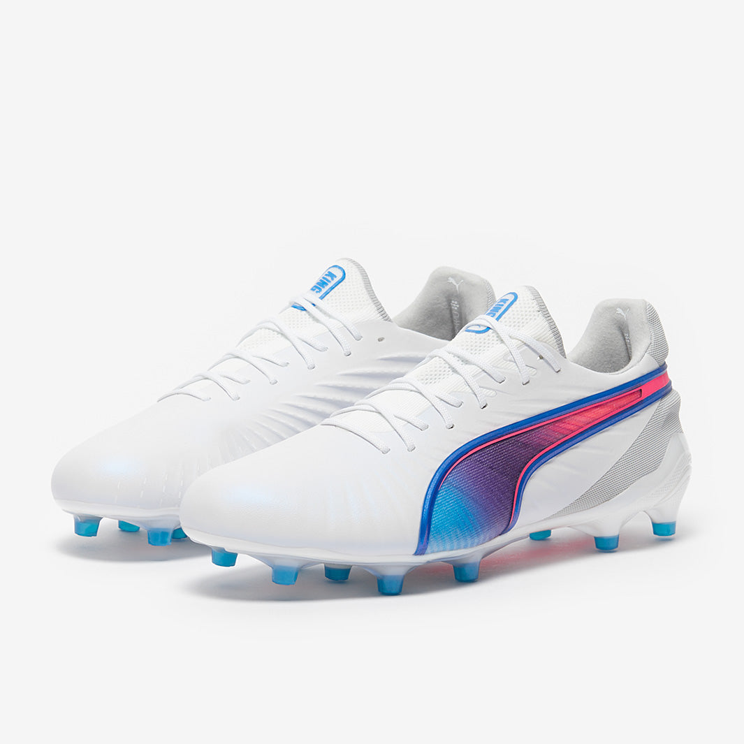 Puma King Ultimate FG/AG Football Boots Puma White/Bluemazing/Flat Light Grey/Sunset Glow