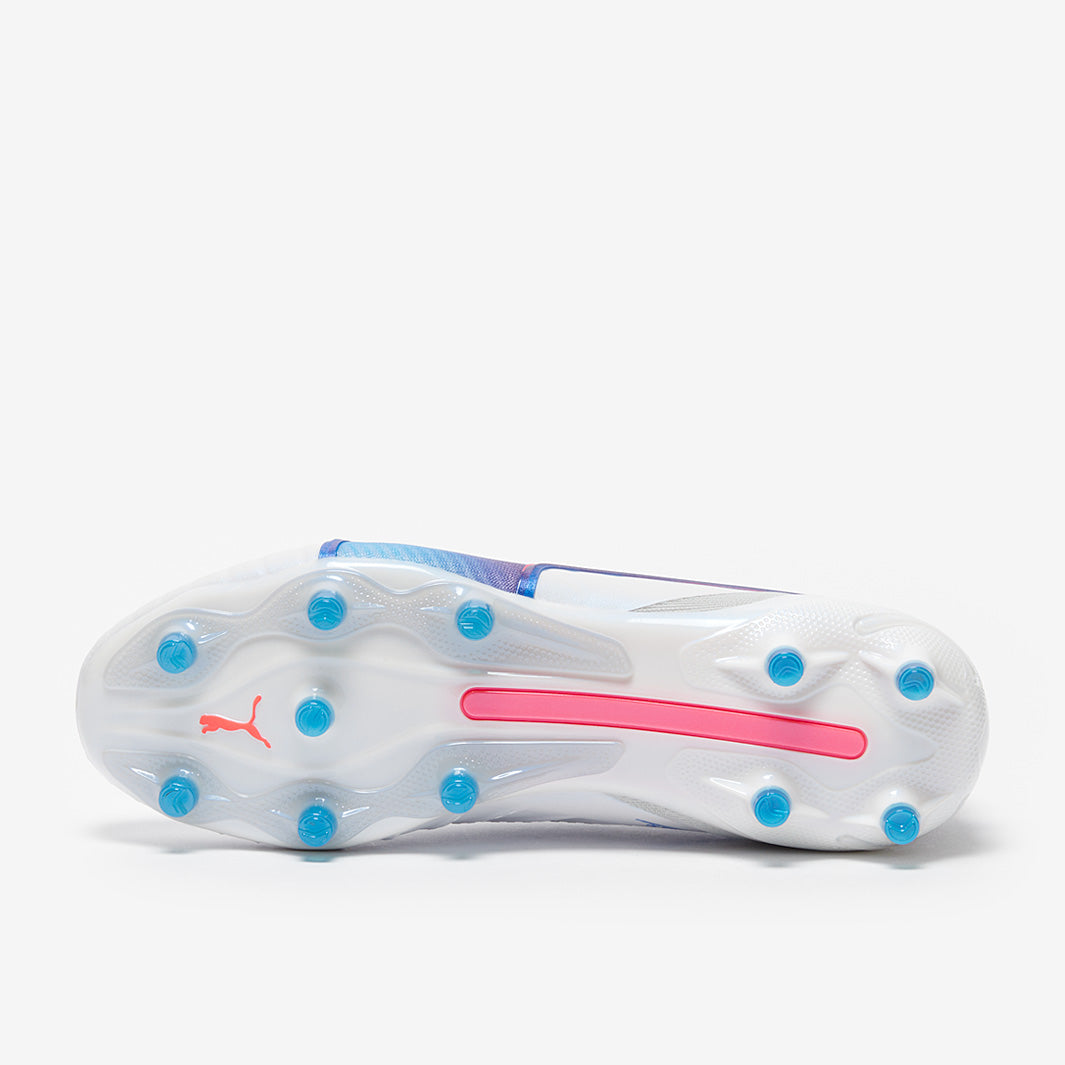 Puma Women's King Ultimate FG/AG Football Boots Puma White/Bluemazing/Flat Light Grey/Sunset Glow
