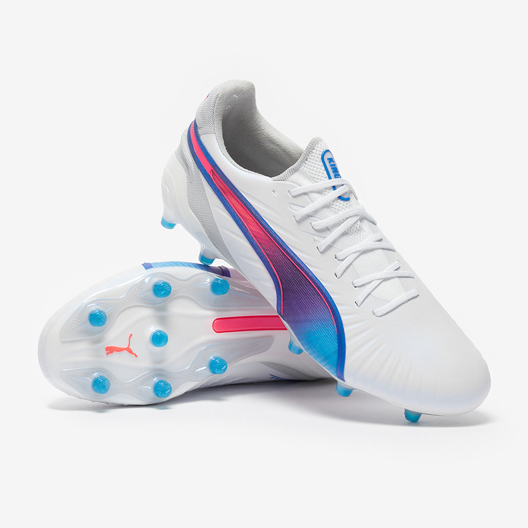 Puma Women's King Ultimate FG/AG Football Boots Puma White/Bluemazing/Flat Light Grey/Sunset Glow
