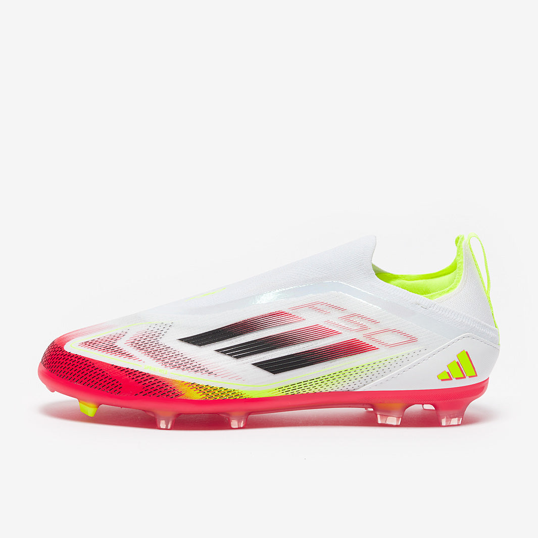 Adidas Kids F50 Elite Laceless FG Football Boots White/Black/Solar Yellow