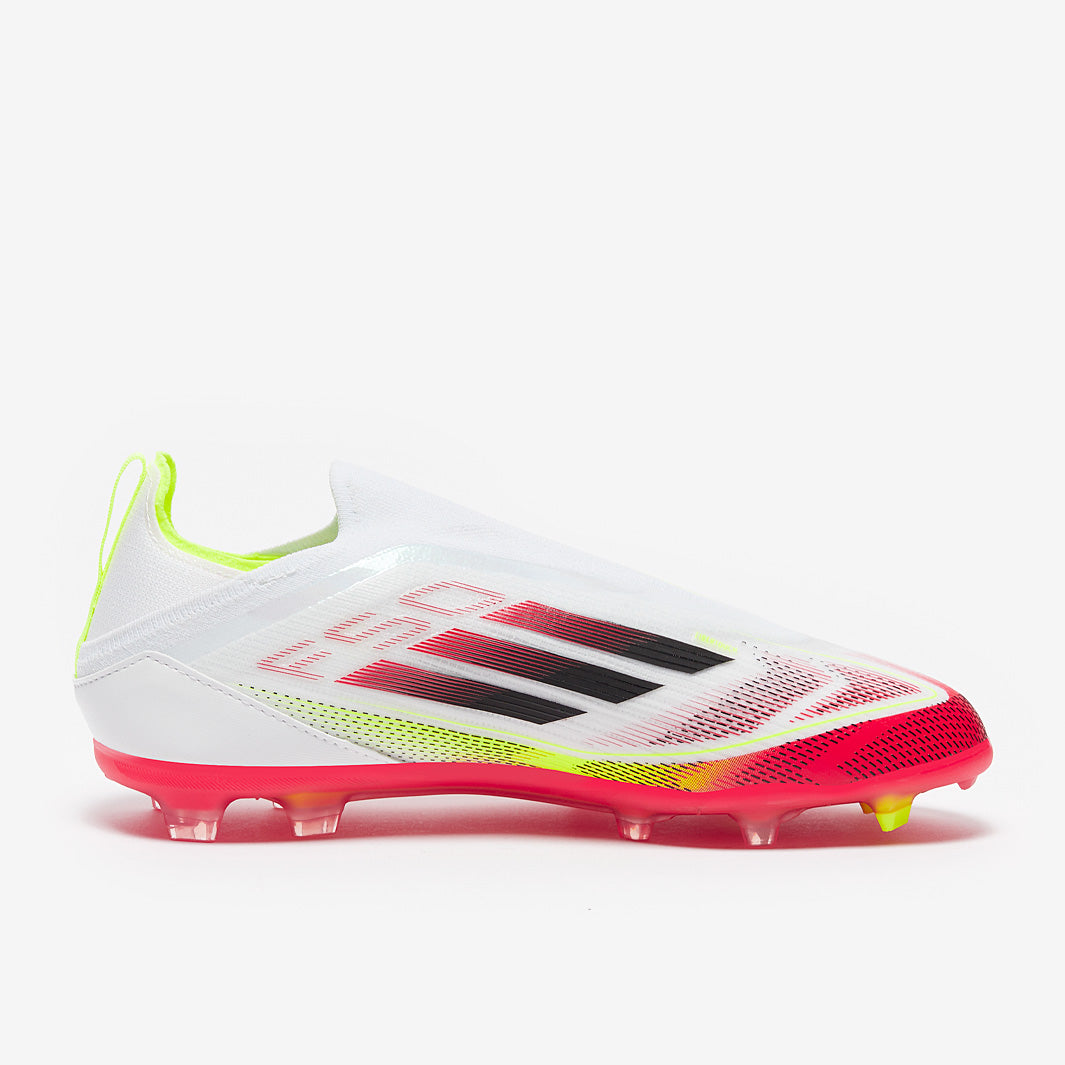 Adidas Kids F50 Elite Laceless FG Football Boots White/Black/Solar Yellow