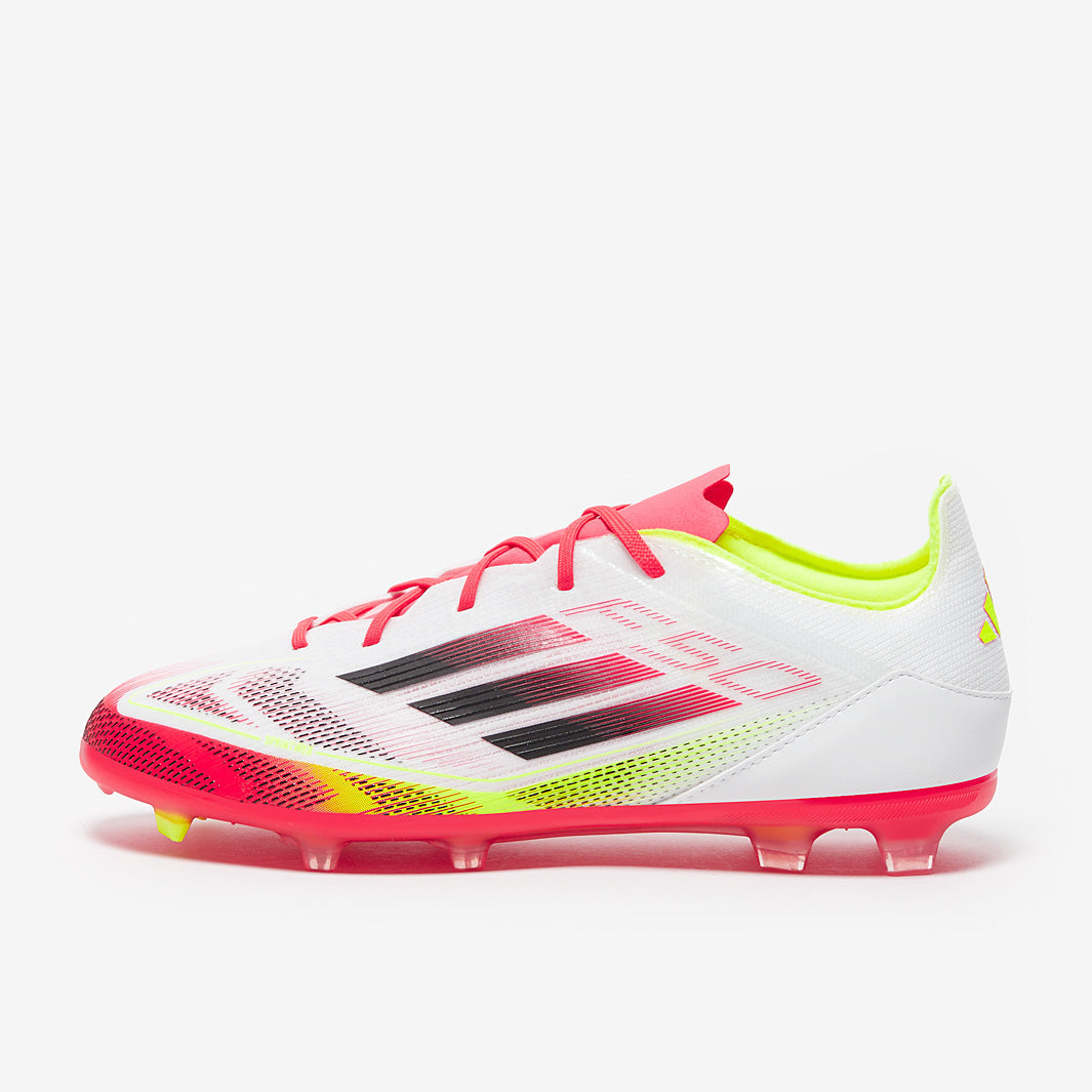 Adidas Kids F50 Elite FG Football Boots White/Black/Solar Yellow