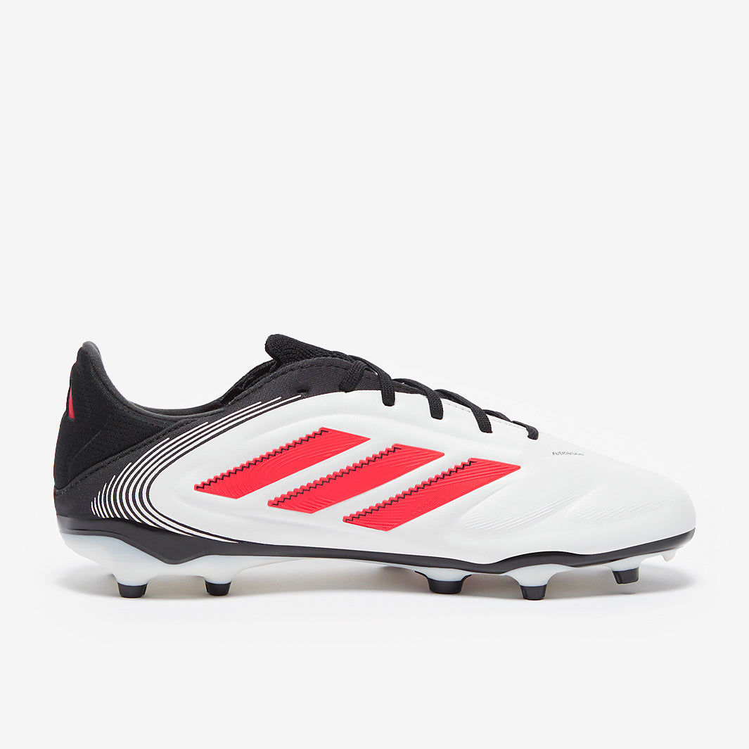 Adidas Kids Copa Pure III Elite Leather FG/MG Football Boots White/Lucid Red/Black