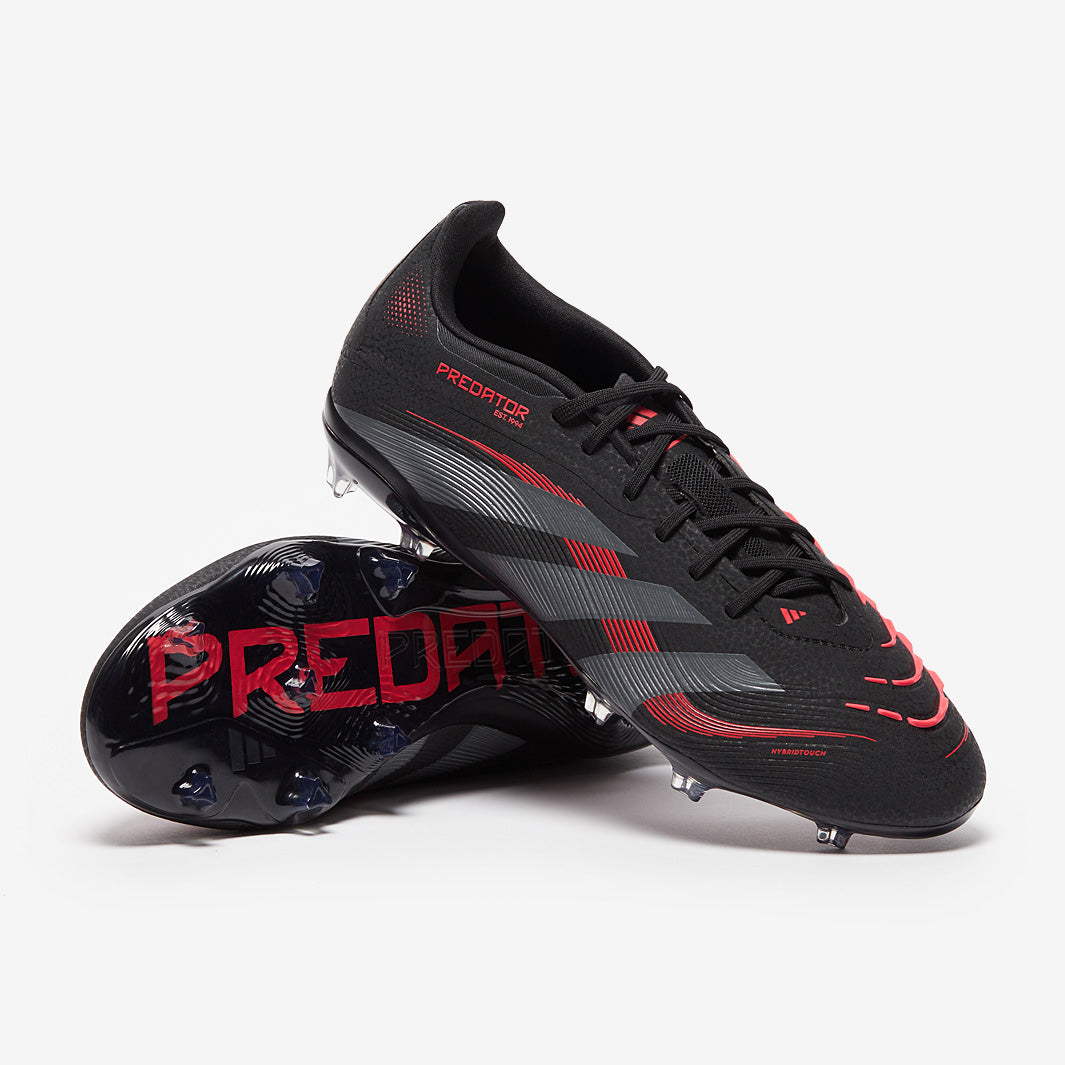 Adidas Kids Predator Elite FG Football Boots Black/Grey Four/Lucid Red
