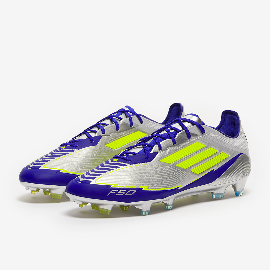 Adidas F50 Elite X Messi FG Football Boots Silver Met/Solar Yellow/Lucid Blue