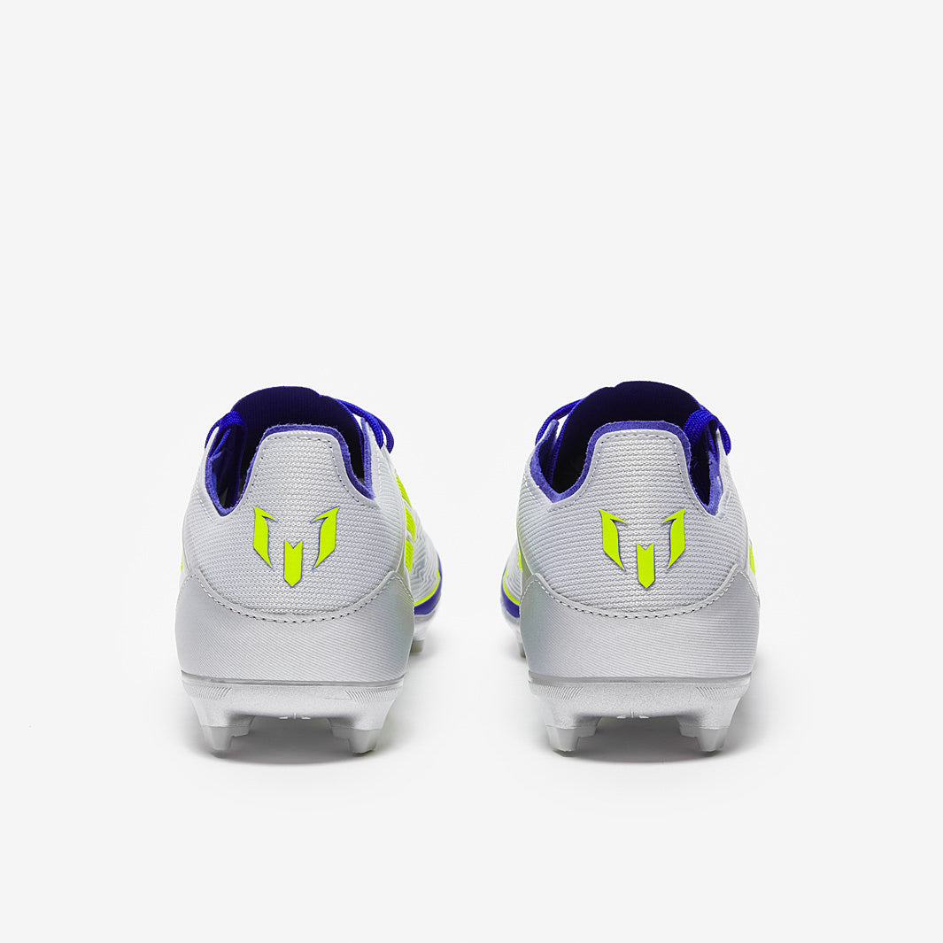Adidas Kids F50 Elite x Messi FG Football Boots Silver Met/Solar Yellow/Lucid Blue
