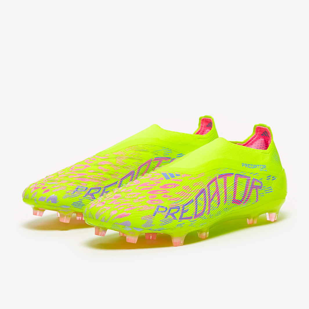 adidas Predator Elite Laceless FG Football Boots Lucid Lemon/Lucid Pink/Blue Fusion