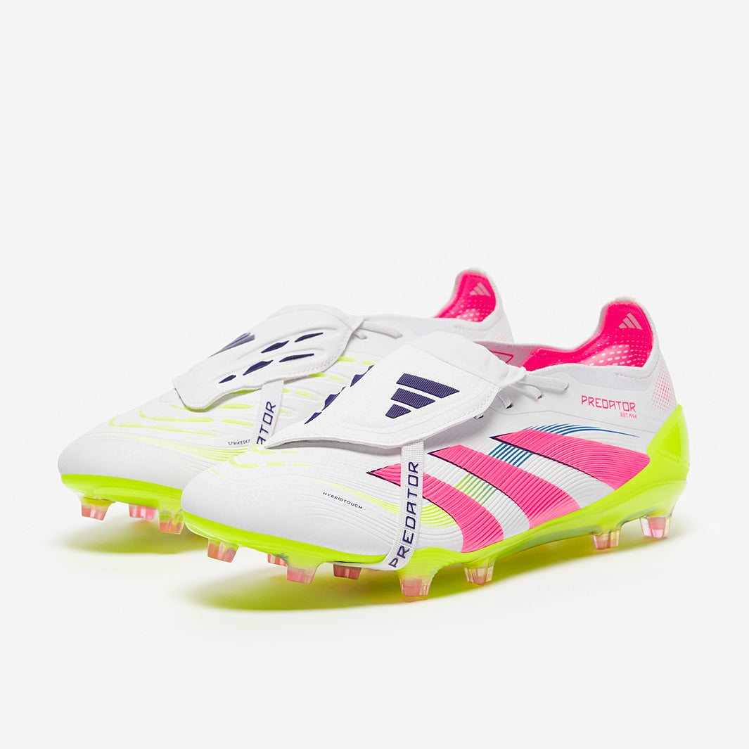 Adidas Predator Elite Tongue FG Football Boots White/Lucid Pink/Lucid Lemon