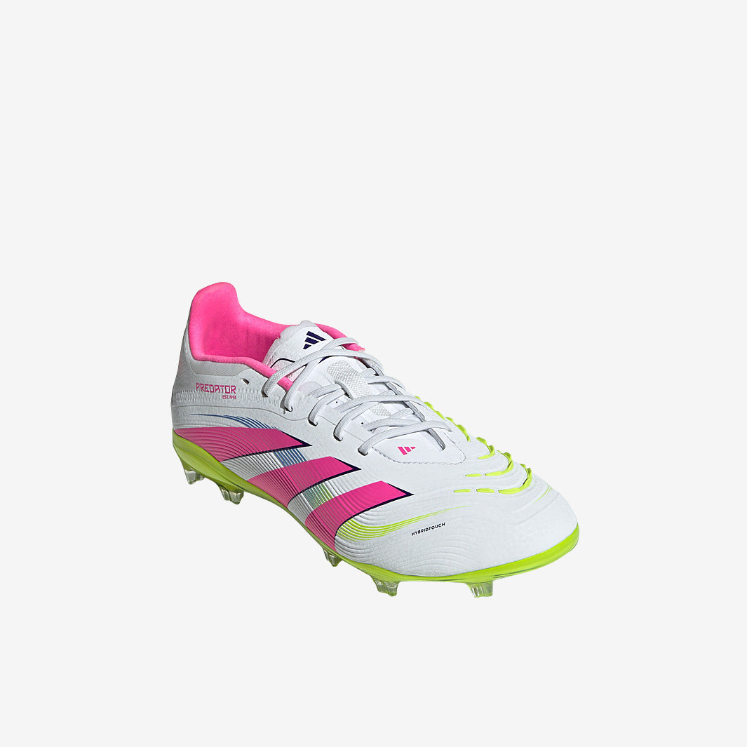 Adidas Kids Predator Elite FG Football Boots White/Lucid Pink/Lucid Lemon