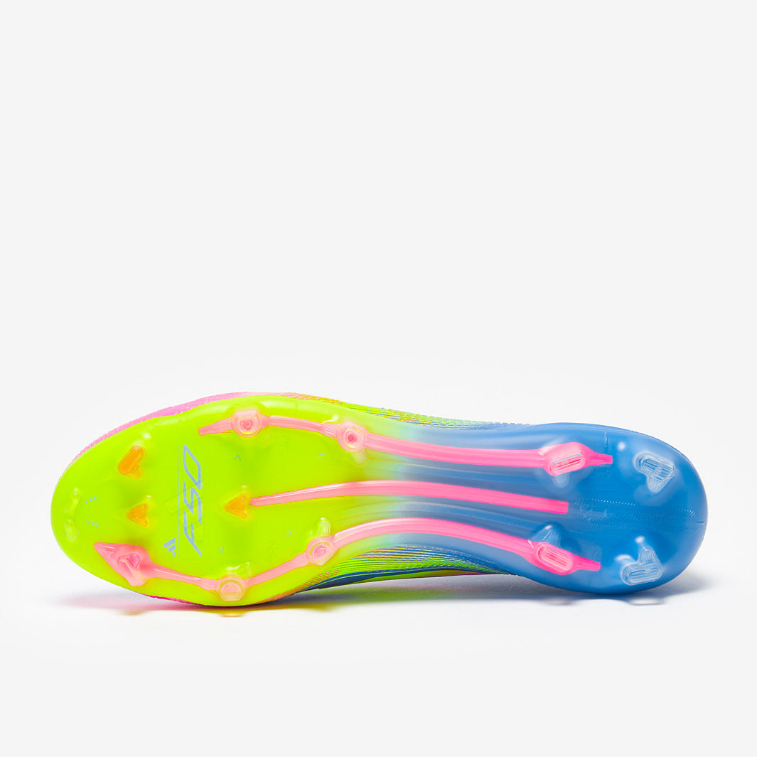 Adidas F50 Elite Laceless FG Football Boots Blue Fusion/Lucid Lemon/Lucid Pink