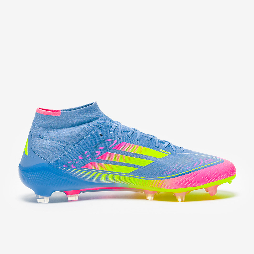 Adidas Women's F50 Elite Mid FG Football Boots Blue Fusion/Lucid Lemon/Lucid Pink