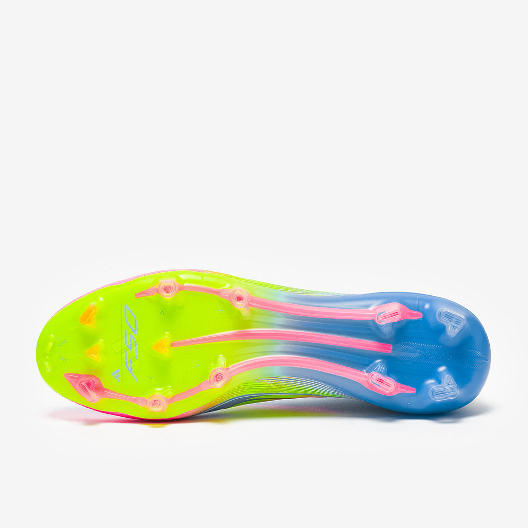 Adidas Women's F50 Elite Mid FG Football Boots Blue Fusion/Lucid Lemon/Lucid Pink