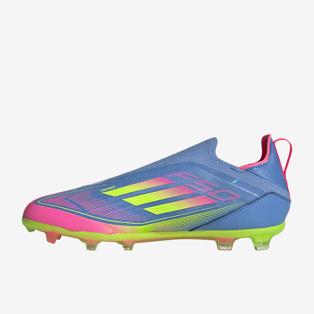 adidas Kids F50 Elite Laceless FG Football Boots Blue Fusion/Lucid Lemon/Lucid Pink
