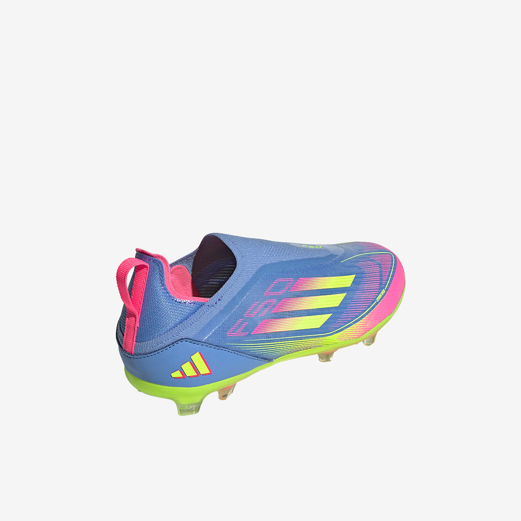 adidas Kids F50 Elite Laceless FG Football Boots Blue Fusion/Lucid Lemon/Lucid Pink
