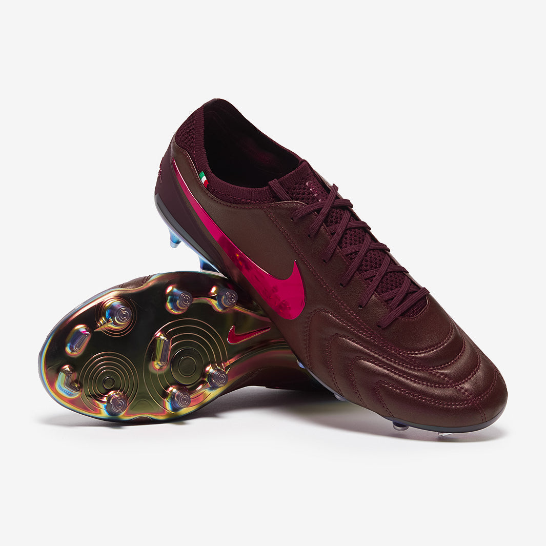 Nike Tiempo Legend X Elite FG SE x Made In Italy Football Boots Port Wine/Bright Crimson