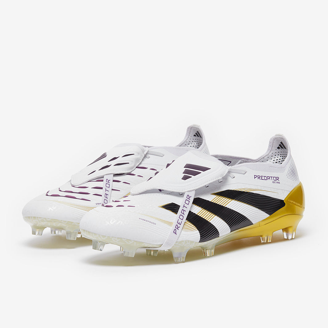 Adidas Predator Elite Tongue FG Football Boots White/Core Black/Met Gold