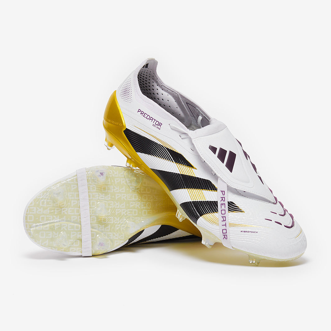 Adidas Predator Elite Tongue FG Football Boots White/Core Black/Met Gold