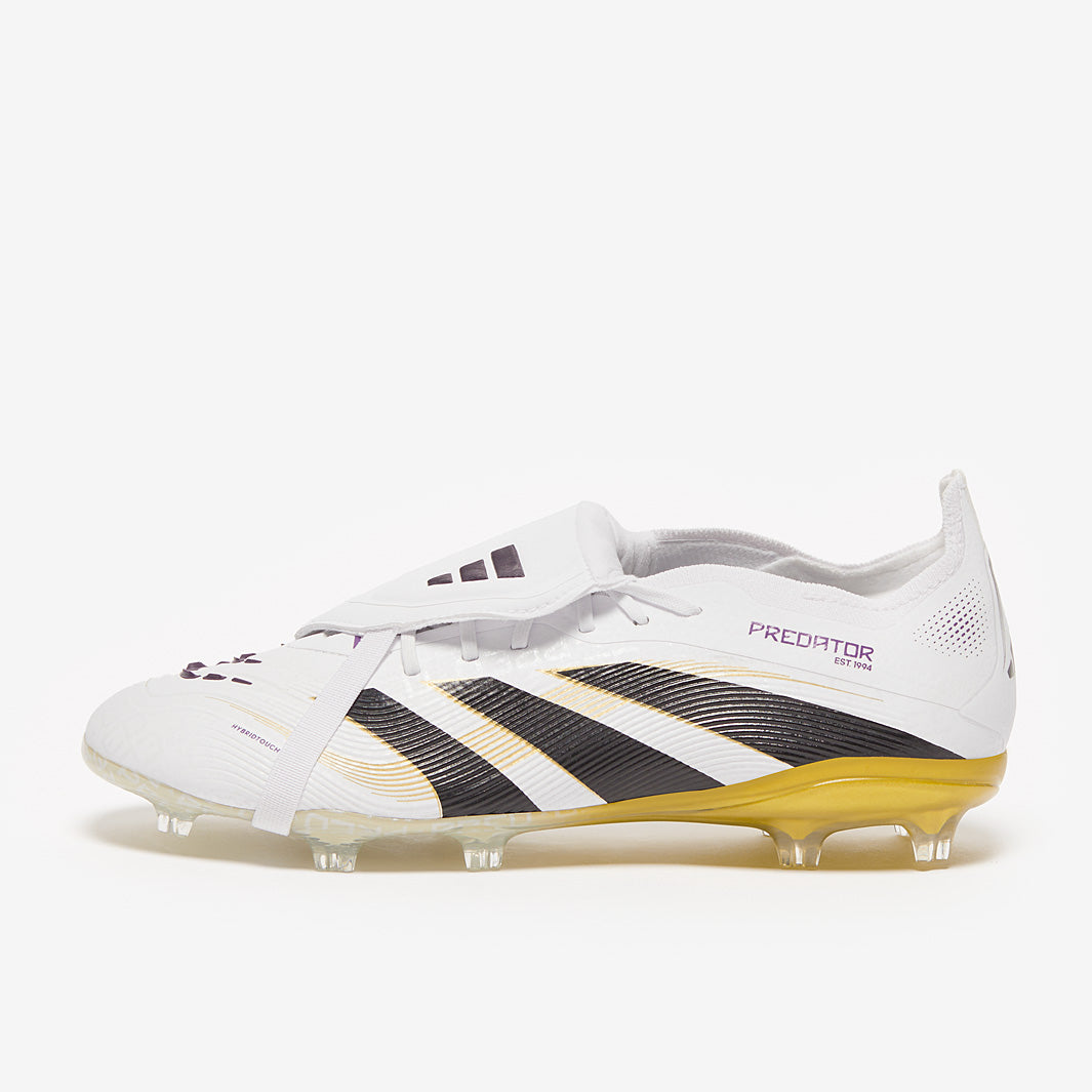 Adidas Kids Predator Elite Tongue FG Football Boots White/Core Black/Met Gold