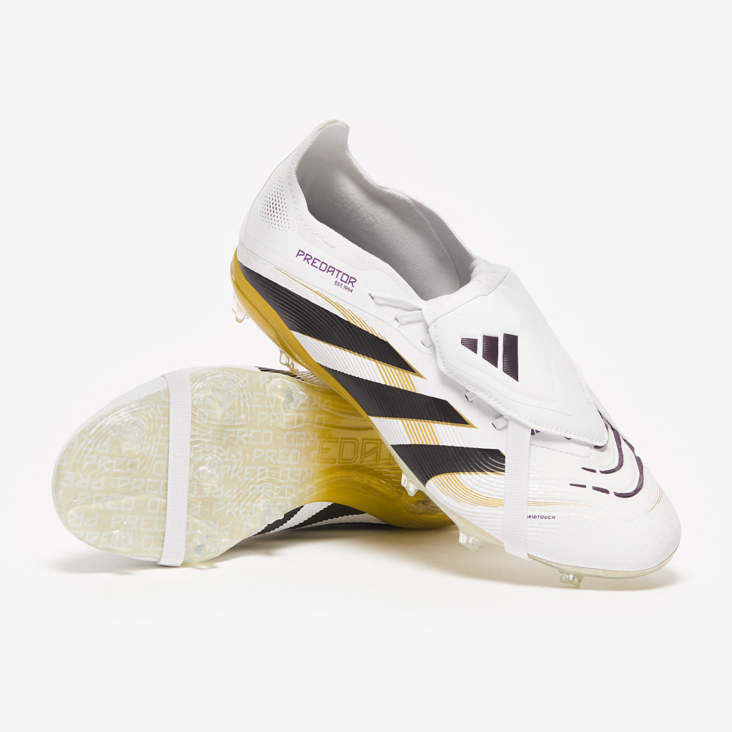 Adidas Kids Predator Elite Tongue FG Football Boots White/Core Black/Met Gold