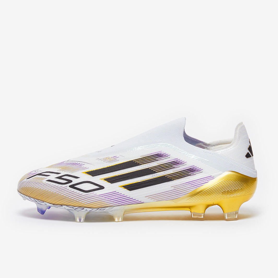 Adidas F50 Elite Laceless FG Football Boots White/Core Black/Met Gold