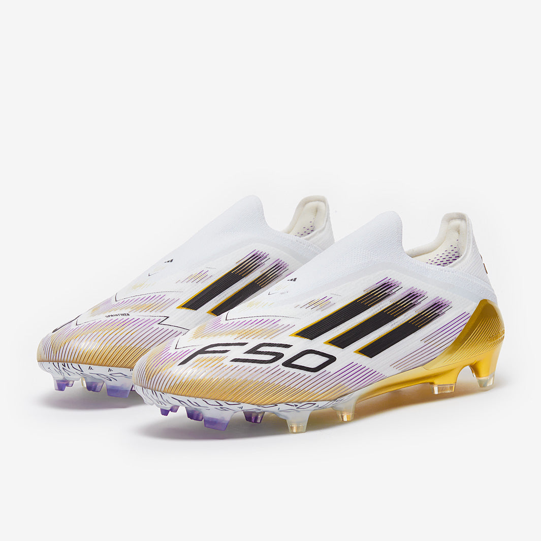 Adidas F50 Elite Laceless FG Football Boots White/Core Black/Met Gold