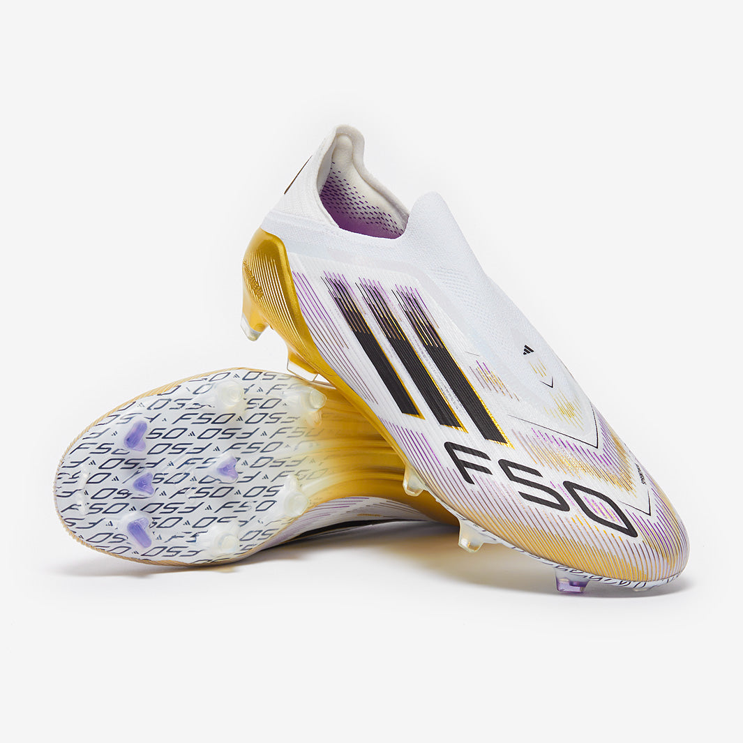 Adidas F50 Elite Laceless FG Football Boots White/Core Black/Met Gold
