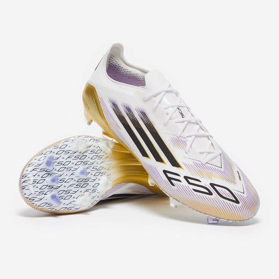 Adidas F50 Elite FG Football Boots White/Core Black/Met Gold