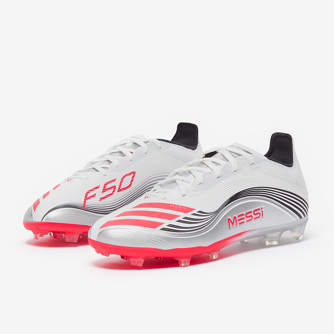 adidas Kids F50 Elite x Messi FG Football Boots Ftwr White/Lucid Red/Silver Met
