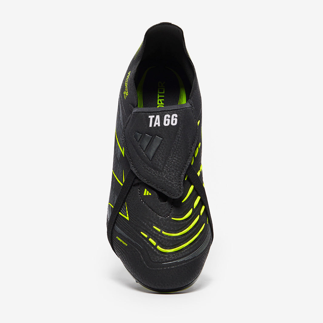 Adidas Kids Predator Elite Tongue FG Football Boots Core Black/Iron Met./Lucid Lemon