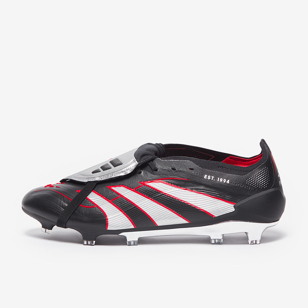 adidas Predator Elite Tongue Leather FG Football Boots Core Black/Silver Met/Vivid Red