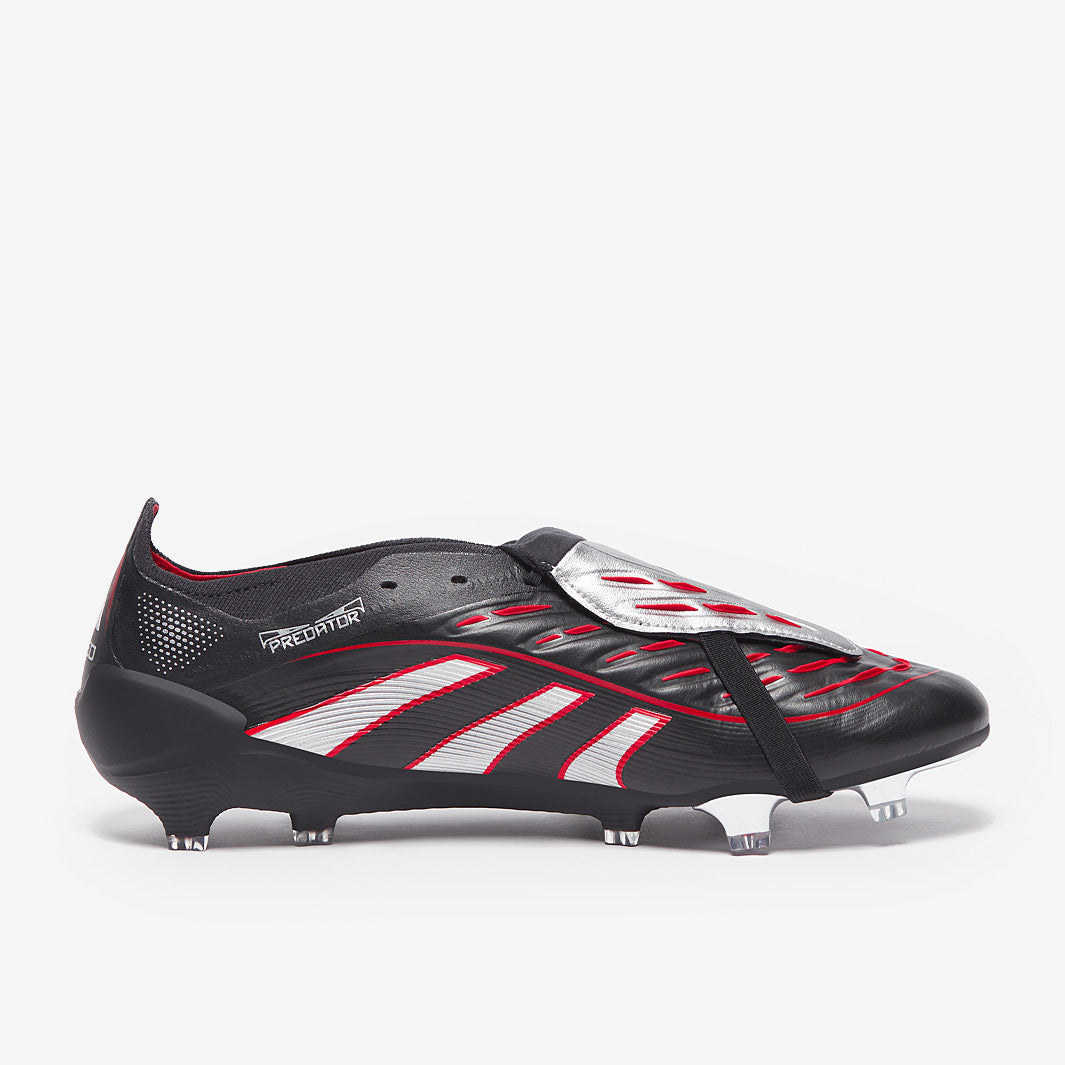 adidas Predator Elite Tongue Leather FG Football Boots Core Black/Silver Met/Vivid Red