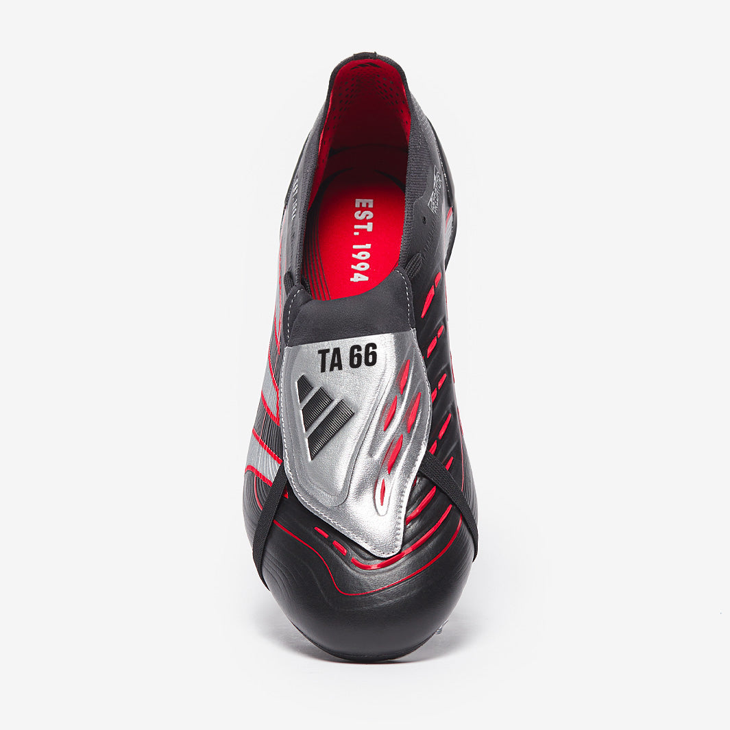 adidas Predator Elite Tongue Leather FG Football Boots Core Black/Silver Met/Vivid Red