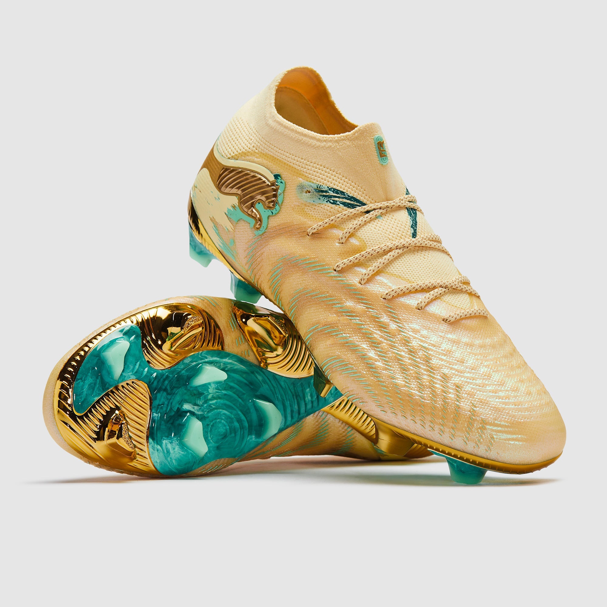 Puma Future 9 Ultimate FG Football Boots Creamy Vanilla/Puma Gold/Mint Jelly/Emerald Ice