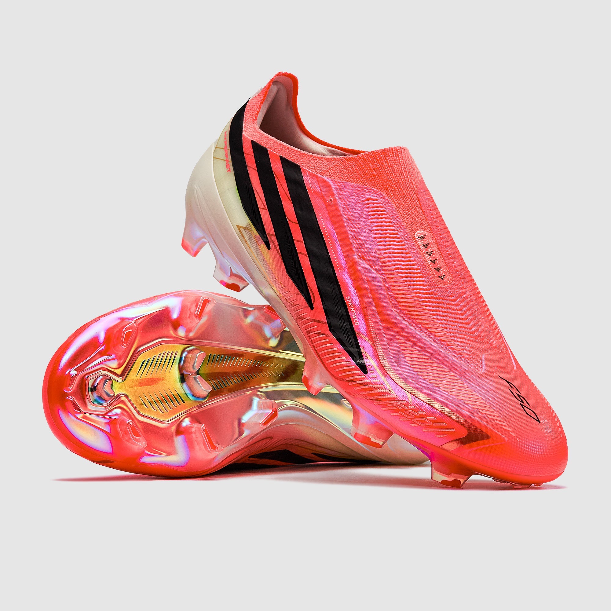 Adidas F50 Hyperfast Elite Laceless FG Football Boots Solar Turbo/Core Black/Gold Met