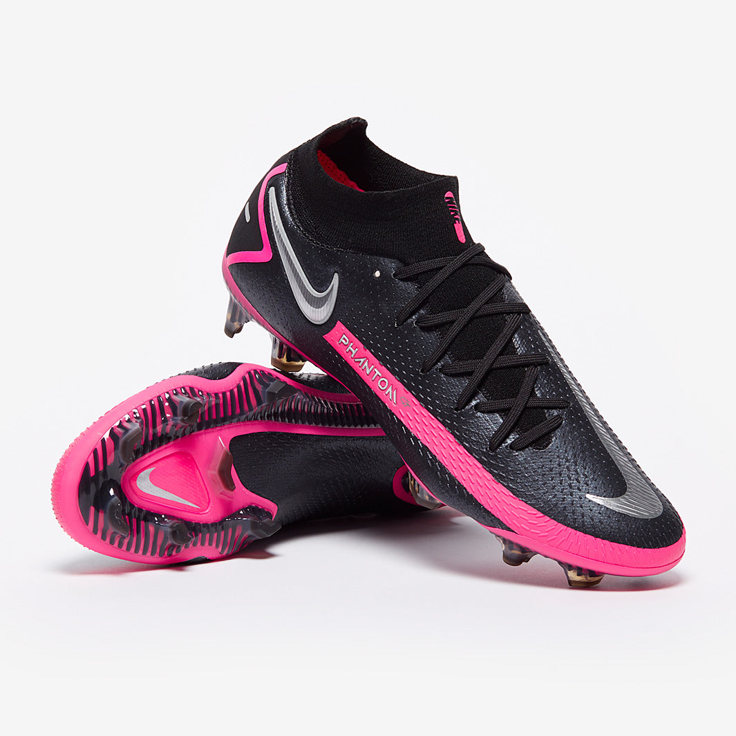 Nike Phantom GT Elite DF FG Chuteira Campo Preta e Prateada