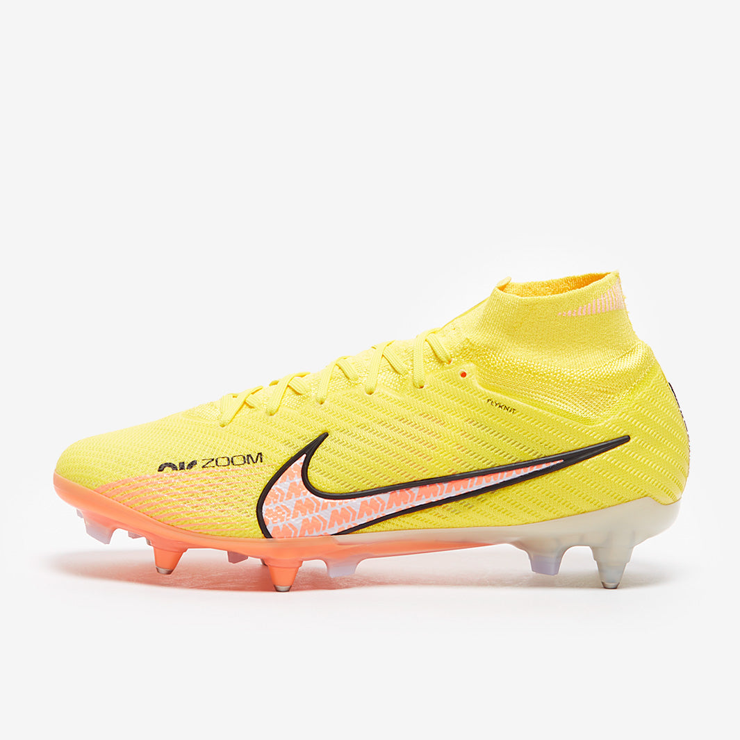 Nike Zoom Mercurial Superfly IX Elite SG Pro Anti-Clog Football Boots Yellow Strike/Sunset Glow/Barely Grape