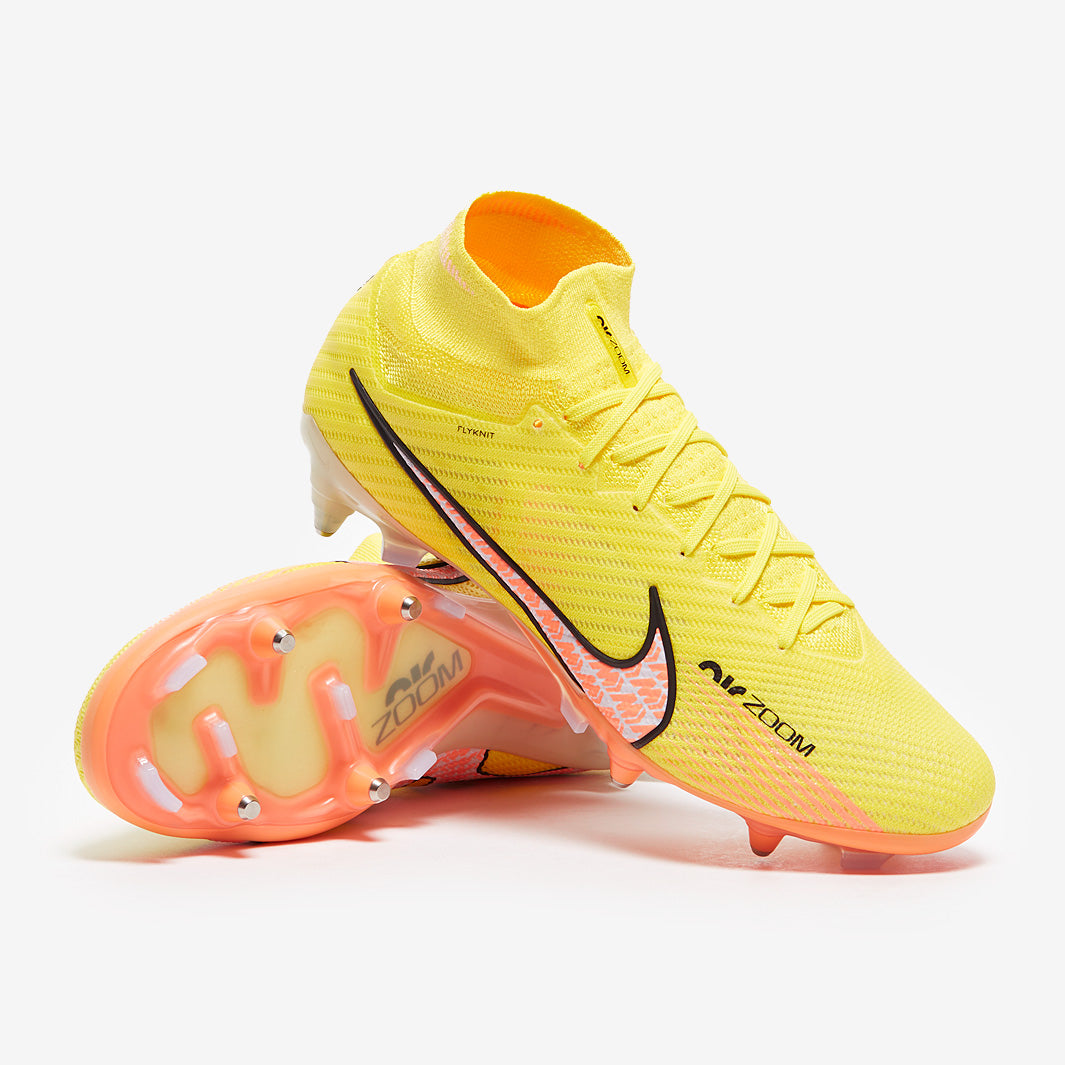 Nike Zoom Mercurial Superfly IX Elite SG Pro Anti-Clog Football Boots Yellow Strike/Sunset Glow/Barely Grape