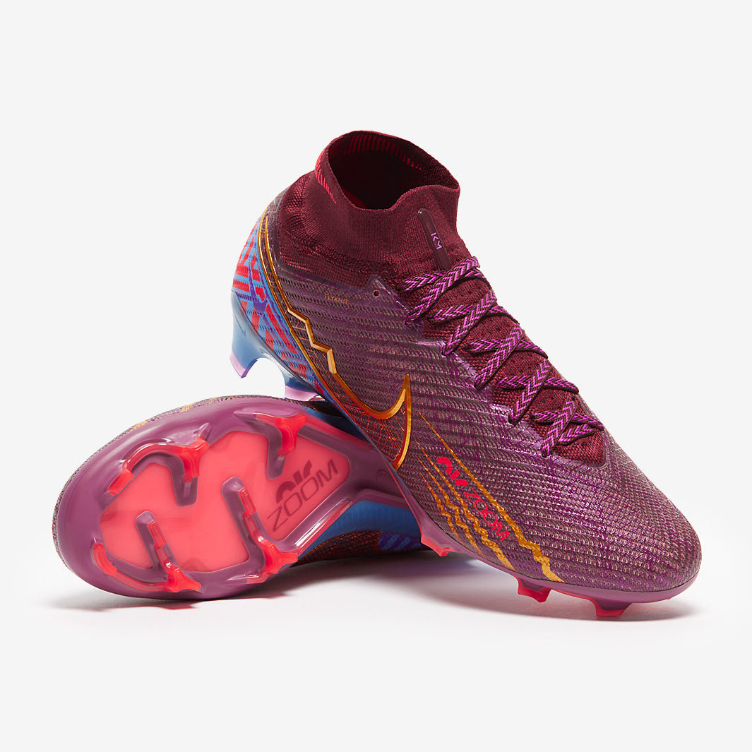 Nike Air Zoom Mercurial Superfly IX Elite KM FG Football Boots Dark Beetroot/Metallic Vivid Gold