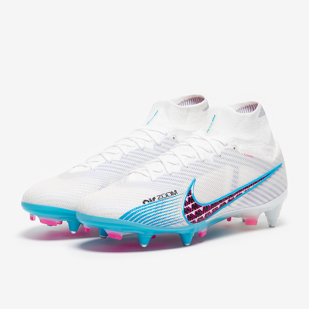 Nike Air Zoom Mercurial Superfly IX Elite SG-Pro Anti-Clog Football Boots White/Baltic Blue/Pink Blast/Indigo Haze
