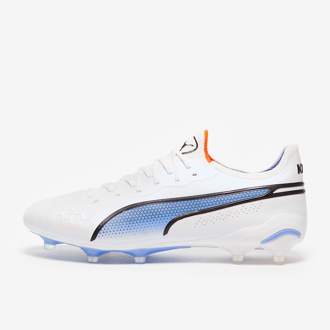 Puma King Ultimate FG/AG Football Boots Puma White/Puma Black/Blue Glimmer/Puma Ultra Orange