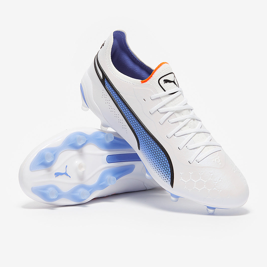 Puma Women's King Ultimate FG/AG Football Boots Puma White/Puma Black/Blue Glimmer/Puma Ultra Orange