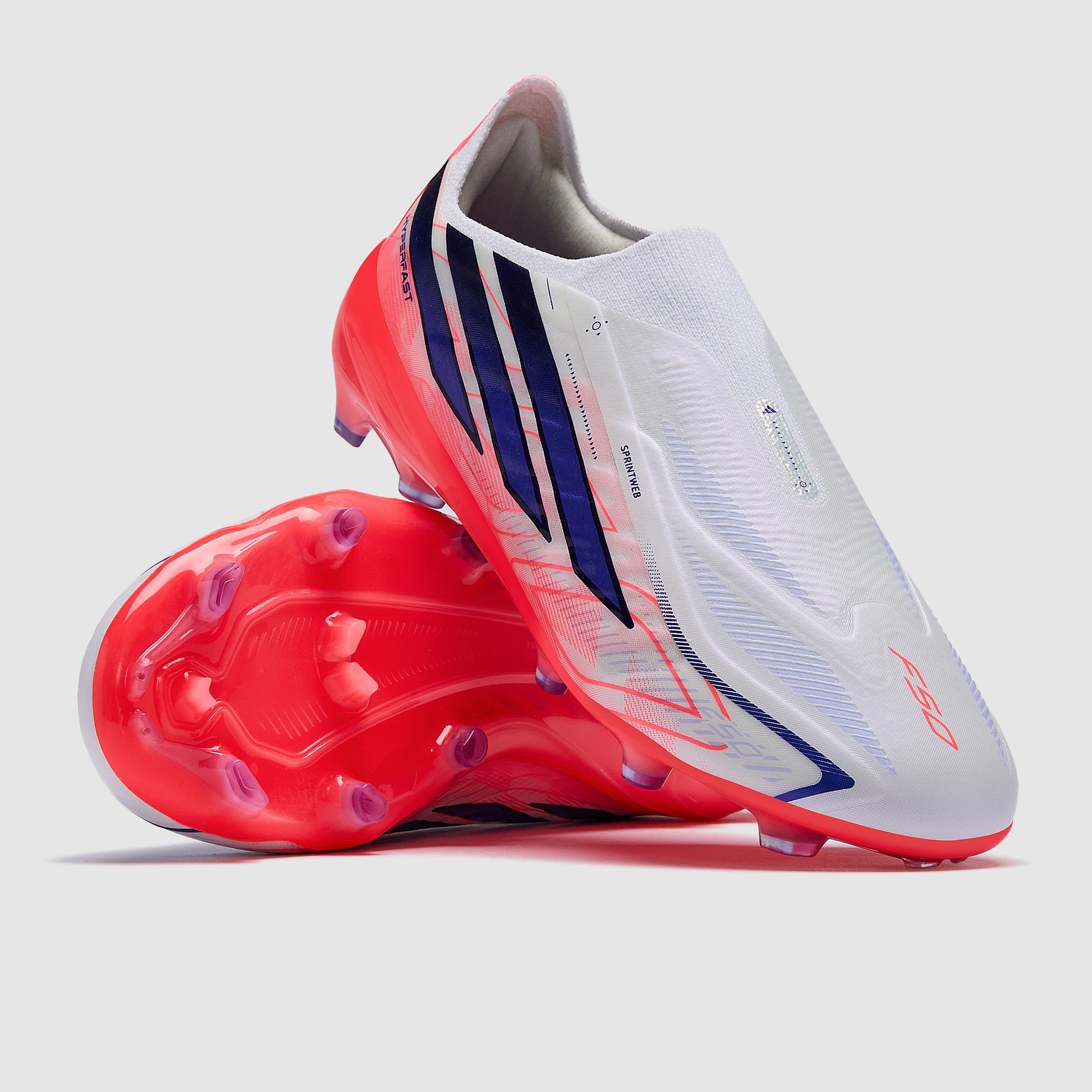 Adidas Kids F50 Hyperfast Elite Laceless FG Football Boots Ftwr White/Solar Purple/Solar Turbo