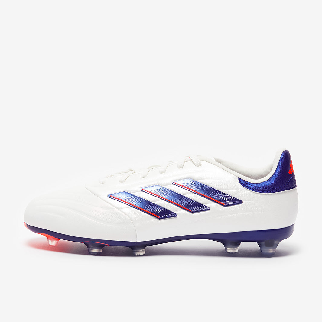 Adidas Kids Copa Pure 2 Elite FG Leather Football Boots Ftwr White/Lucid Blue/Solar Red