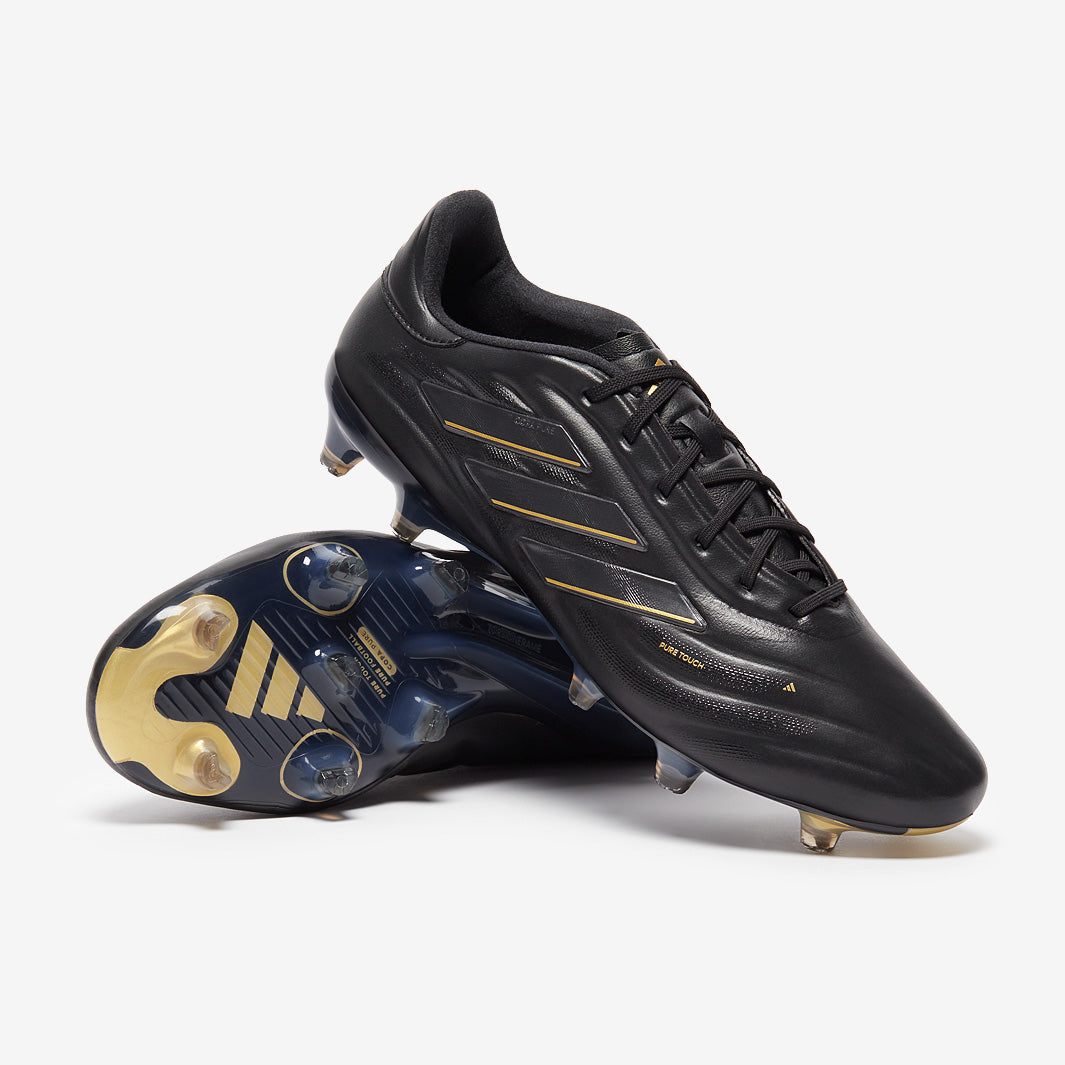 Adidas Copa Pure 2 Elite Leather FG Football Boots Core Black/Carbon/Gold Met